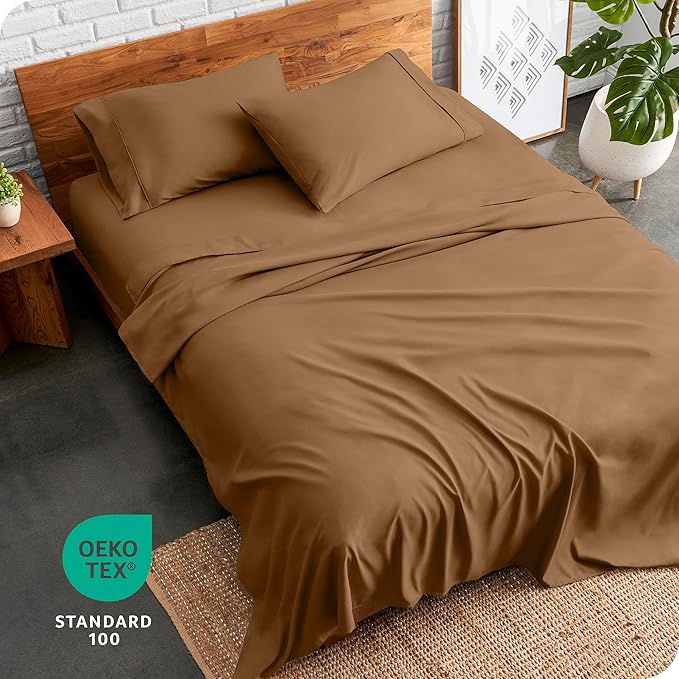 Bare Home Full Sheet Set - Luxury 1800 Ultra-Soft Microfiber Full Bed Sheets - Double Brushed - Deep Pockets - Easy Fit - 4 Piece Set - Bedding Sheets & Pillowcases (Full, Caramel)