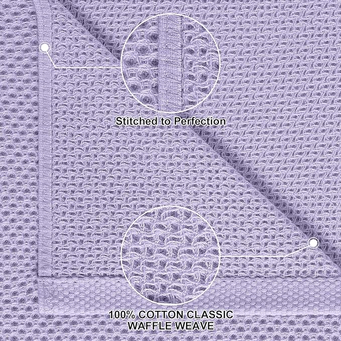 Homaxy 100% Cotton Kitchen Towels and Dishcloths Set, 12 x 12 Inches and 13 x 28 Inches, Set of 8 Bulk Kitchen Towels Set, Ultra Soft Absorbent Dish Cloths for Washing Dishes, Lavender