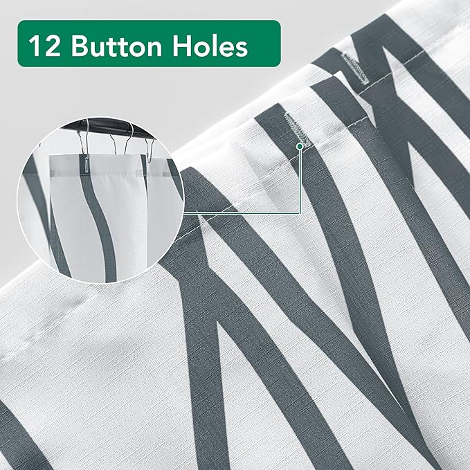 Biscaynebay Textured Fabric Shower Curtain 72x72 Inch, Dark Grey Printed Striped Linen Modern Hotel Luxury Quality Cloth Bathroom Curtains Machine Washable