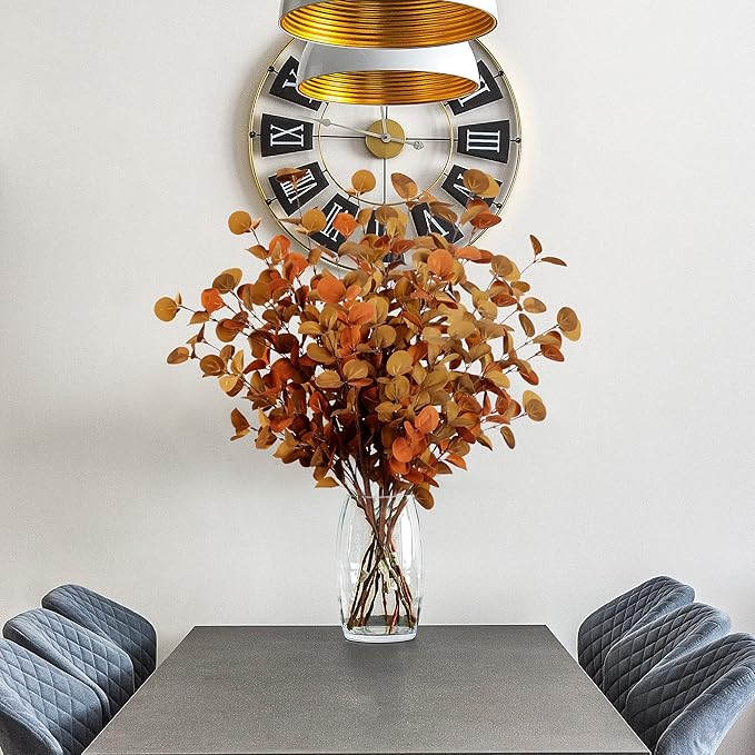 Sggvecsy 6 Pcs Artificial Eucalyptus Stems Fall Eucalyptus Leaves Autumn Leaf Branches Fall Decorations with Foam Fall Leaves for Home Floral Arrangement Autumn Festival Thanksgiving Decor