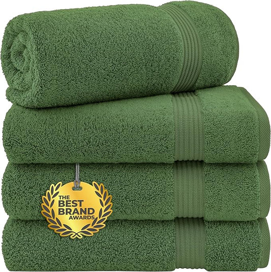Cotton Paradise 4 Piece Turkish Bath Towels for Bathroom, Extra Large Soft Plush Towels Bathroom Set, Sage Green