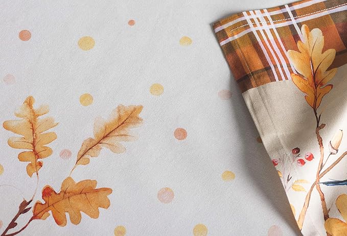 Maison d' Hermine Cloth Napkins Set of 4 100% Cotton Everyday Reusable Square Napkins Cloth Washable, Dinner, Party, Wedding, Restaurant (Oak Leaves, 20" x 20")