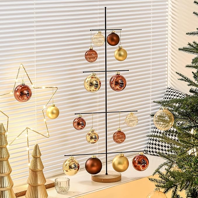 Gold Glass Christmas Ball Ornaments, 3.15" Christmas Hanging Ornament for Christmas Tree Set of 9 with 3 Different Finishes, Glass Christmas Baubles for Holiday Xmas Party Decorations Gift
