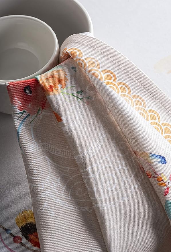 Maison d' Hermine Cloth Napkins Set of 4 100% Cotton Everyday Reusable Square Napkins Cloth Washable, Dinner, Party, Wedding, Restaurant, Spring/Summer (Ibiza - Beige, 20" x 20")