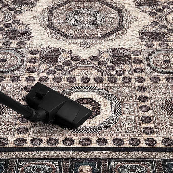 Keen Home Design 10x14 Rug - Machine Washable Area Rug with Non-Slip Backing, Ideal for Living Room, Dining Room, Bedroom - Vintage, Easy Clean, Durable, Low Pile Rug - (9'7" x 14')