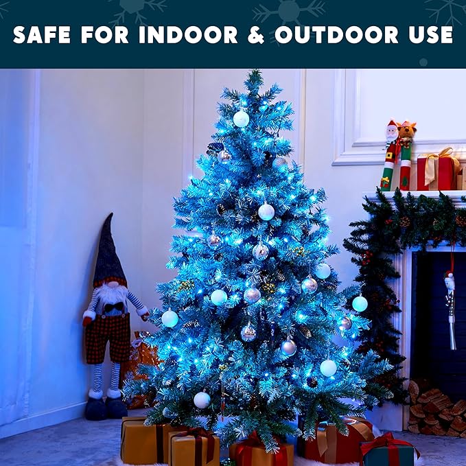 Joiedomi Blue Christmas String Lights,100 Count 22.3FT Christmas Fairy Tree Lights Plug in for Indoor Outdoor Xmas Decorations Patio Holiday Theme Party Yard House,Green Wire