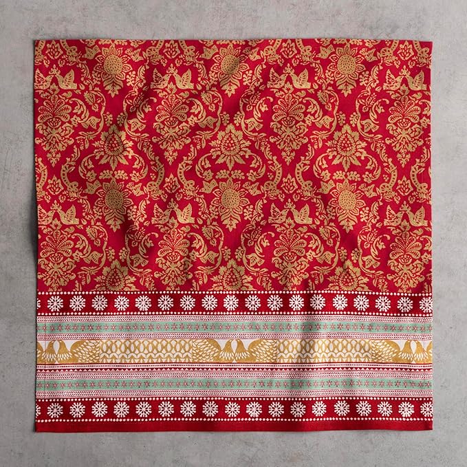 Maison d' Hermine Cloth Napkins Set of 4 100% Cotton Everyday Reusable Square Napkins Cloth Washable, Dinner, Party, Wedding, Restaurant (Sofia, 20" x 20")