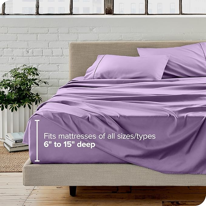 Bare Home Full Sheet Set - Luxury 1800 Ultra-Soft Microfiber Full Bed Sheets - Double Brushed - Deep Pockets - Easy Fit - 4 Piece Set - Bedding Sheets & Pillowcases (Full, Lavender)
