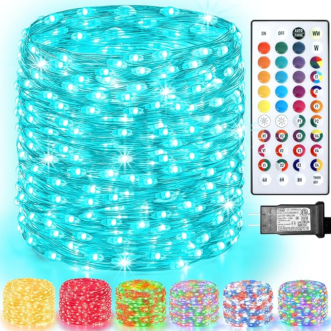 400 LED Christmas Fairy Lights Color Changing, 131 FT 35 Colors String Lights with Remote Silver Wire, Waterproof Fairy Light Plug in for Halloween Xmas Party Bedroom Wedding Indoor Decor