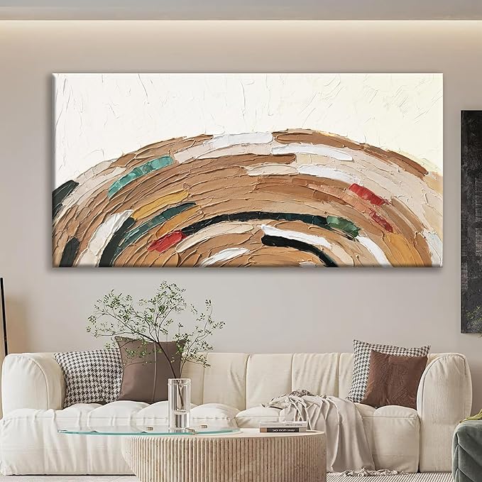 Tsomzxng Large Abstract Wall Art For Living Room Decor Yellow Brown Wall Art Painting Prints Minimalist Abstract Art Modern Canvas Art Wall Decor Pictures For Bedroom Kitchen Office 29"×58"