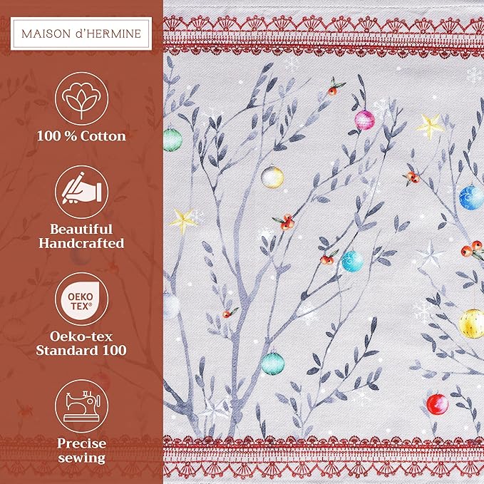 Maison d' Hermine Placemats Set of 4 100% Cotton Washable Cloth Place Mats, Reusable Table Mats for Kitchen Dining Decoration, Party, Wedding, Restaurant (Fairy Christmas, 13" x 19")