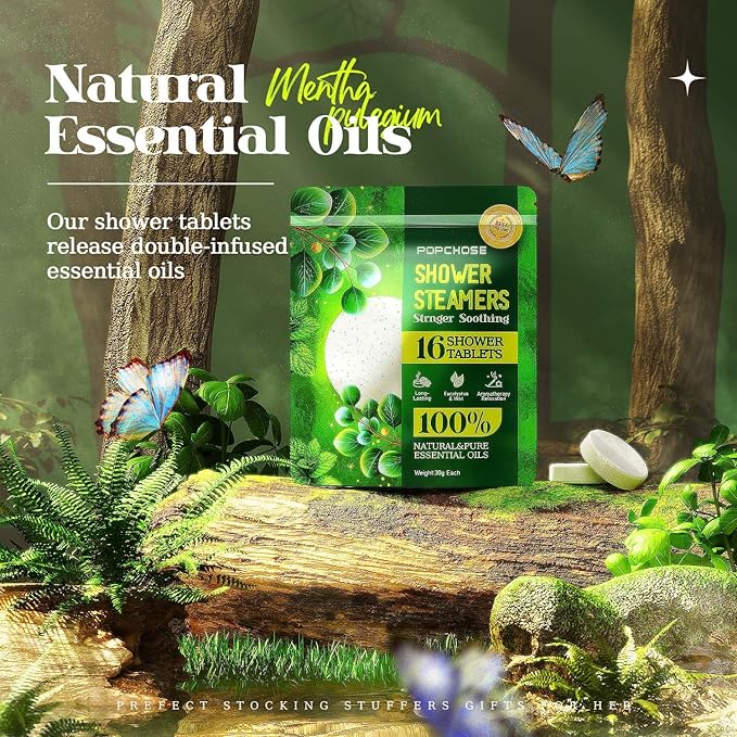 Shower Steamers Aromatherapy POPCHOSE 16 Pack Eucalyptus for Shower, Birthday Christmas Gifts Stocking Stuffers for Adults Her Mom Him, Quick Relief Nasal Congestion, Home SPA & Self Care Relaxation