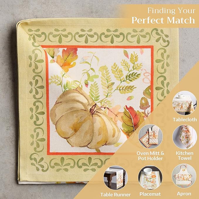 Maison d' Hermine Cloth Napkins Set of 4 100% Cotton Everyday Reusable Square Napkins Cloth Washable, Dinner, Party, Wedding, Restaurant (Pumpkin Passion, 20" x 20")