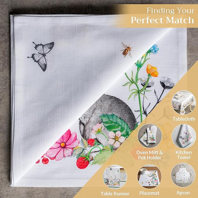 Maison d' Hermine Cloth Napkins Set of 4 100% Cotton Everyday Reusable Square Napkins Cloth Washable, Dinner, Party, Wedding, Restaurant, Spring/Summer (Printemps, 20" x 20")