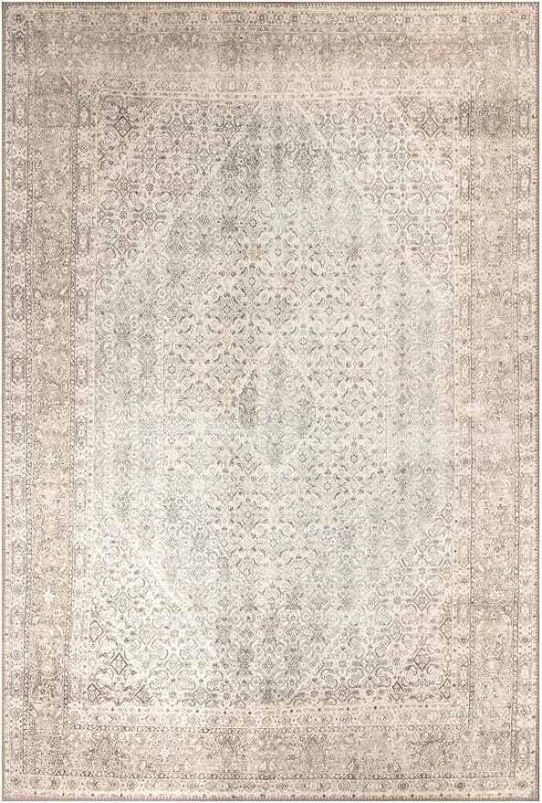 Keen Home Design 9x12 Rug - Machine Washable Area Rug with Non-Slip Backing, Ideal for Living Room, Dining Room, Bedroom - Vintage, Easy Clean, Durable, Low Pile Rug - (9' x 12')