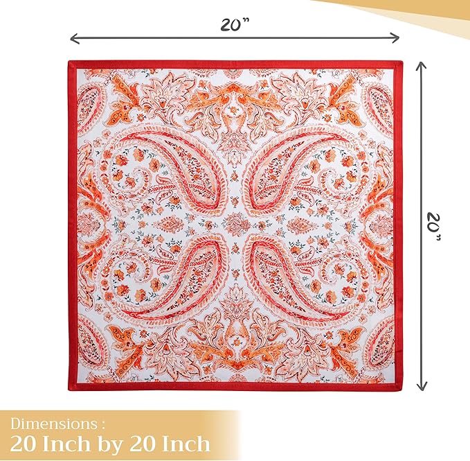 Maison d' Hermine Cloth Napkins Set of 4 100% Cotton Everyday Reusable Square Napkins Cloth Washable, Dinner, Party, Wedding, Restaurant (Orient, 20" x 20")