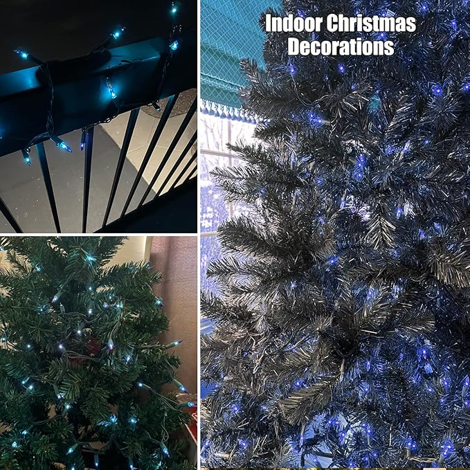 HISHINY Christmas Lights 100 Count Blue Christmas Tree String Lights with Green Wire for Outdoor Indoor Christmas Decorations Wedding Decorations Valentines Day Decor,UL Certified (21feet)