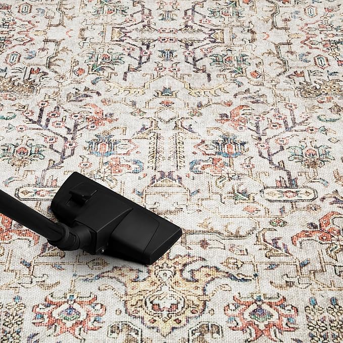 Keen Home Design 2x12 Rug - Machine Washable Runner Rug with Non-Slip Backing, Ideal for Hallway, Entryway, Kitchen, Laundry Room - Vintage, Easy Clean, Durable, Low Pile - (2'6" x 12')