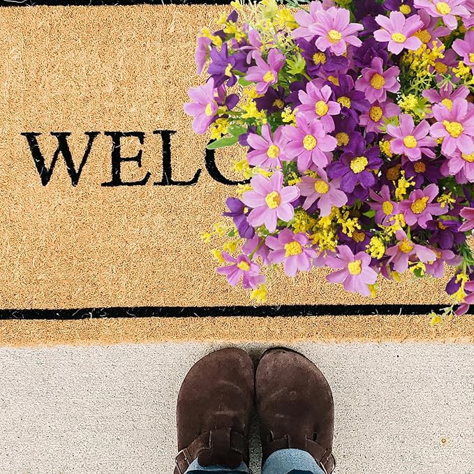 Uieke 12 Bundles Artificial Flowers for Outdoors UV Resistant Fake Daisy Mums Flowers No Fade Shrubs Plants Indoor Outside Planter Home Wedding DIY Garden Porch Décor (Purple)