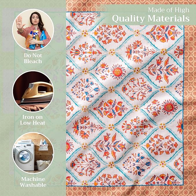 Maison d' Hermine Cloth Napkins Set of 4 100% Cotton Everyday Reusable Square Napkins Cloth Washable, Dinner, Party, Wedding, Restaurant (Romane, 20" x 20")