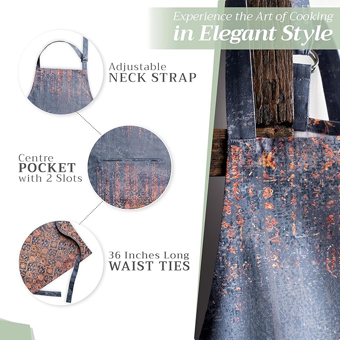 Maison d' Hermine 100% Cotton Apron for women with Pocket Kitchen Chef Apron for Men Cooking Gardening Server Waitress