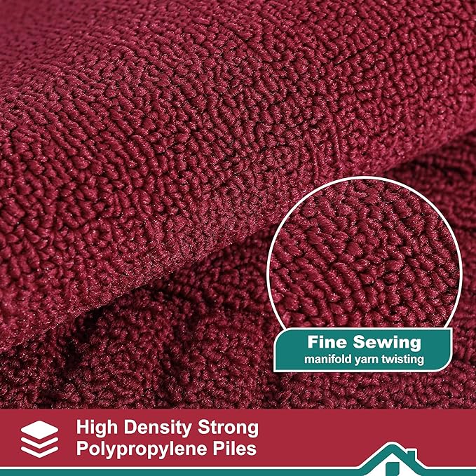 BEQHAUSE-Kitchen-Rugs-and-Mats Non Skid Washable Kitchen Mats for Floor Red Kitchen Rug Polypropylene Kitchen Mat with TPR Backing 20”x30”