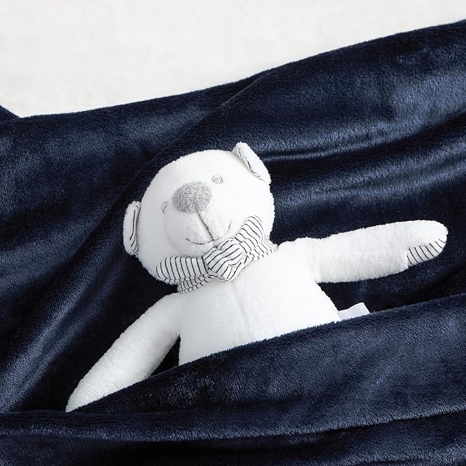 Bedsure GentleSoft Bedding Fleece Blanket for Girls and Boys - Soft Cozy Cute Small Throw Blankets for Travel, 43x55 Inches, Navy