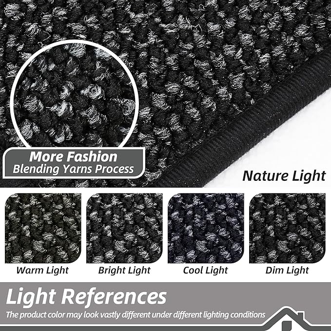 BEQHAUSE Kitchen Runner Rugs 20"x48", Non-Slip Kitchen Mats for Floor, Super Absorbent and Stain Resistant Kitchen Rug, Machine Washable Rugs for Kitchen, Hallway, Laundry & Sink, Black