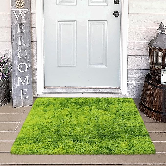 Small Tie-Dyed Area Rug for Bedroom 2x3 Mini Green Fluffy Rug Mat Bedside Throw Rug for Kids Room Boys Teens Nursery Baby Dorm Living Room Home Decor Aesthetic Carpets