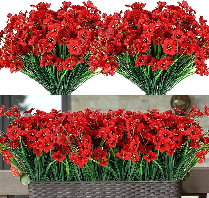 20 Bundles Artificial Flowers for Outdoors or Indoor Garden Home Decoration,No Fade Fake Flowers Faux Plants for Decoration Hanging Planters,Porch Window Box Garden Wedding Farmhouse Fake Plants