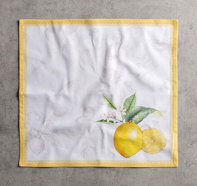 Maison d' Hermine Cloth Napkins Set of 4 100% Cotton Everyday Reusable Square Napkins Cloth Washable, Dinner, Party, Wedding, Restaurant, Spring/Summer (Limoncello, 20" x 20")