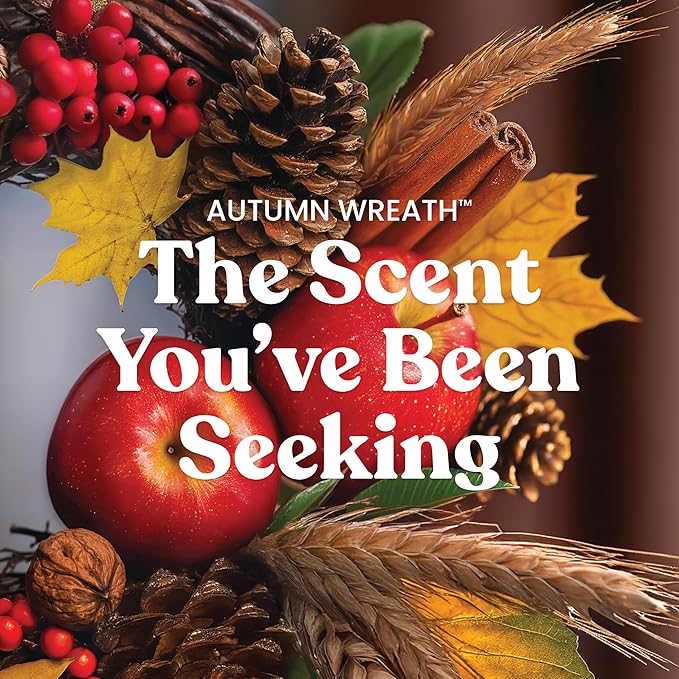 Yankee Candle Large Jar Scented Candle with up to 150 Hour Burn Time, Premium Plant Wax Blend for Consistent Burn, 22 oz Jar Candle with Room Filling Fragrance, Autumn Wreath