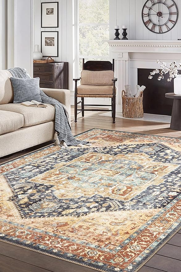 Keen Home Design 3x5 Rug - Machine Washable Entry Rug with Non-Slip Backing, Ideal for Enteryway, Kitchen, Bathroom, Laundry Room - Vintage, Easy Clean, Durable, Low Pile Rug - (3' x 5')