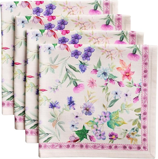 Maison d' Hermine Cloth Napkins Set of 4 100% Cotton Everyday Reusable Square Napkins Cloth Washable, Dinner, Party, Wedding, Restaurant, Spring/Summer (Chardon, 20" x 20")