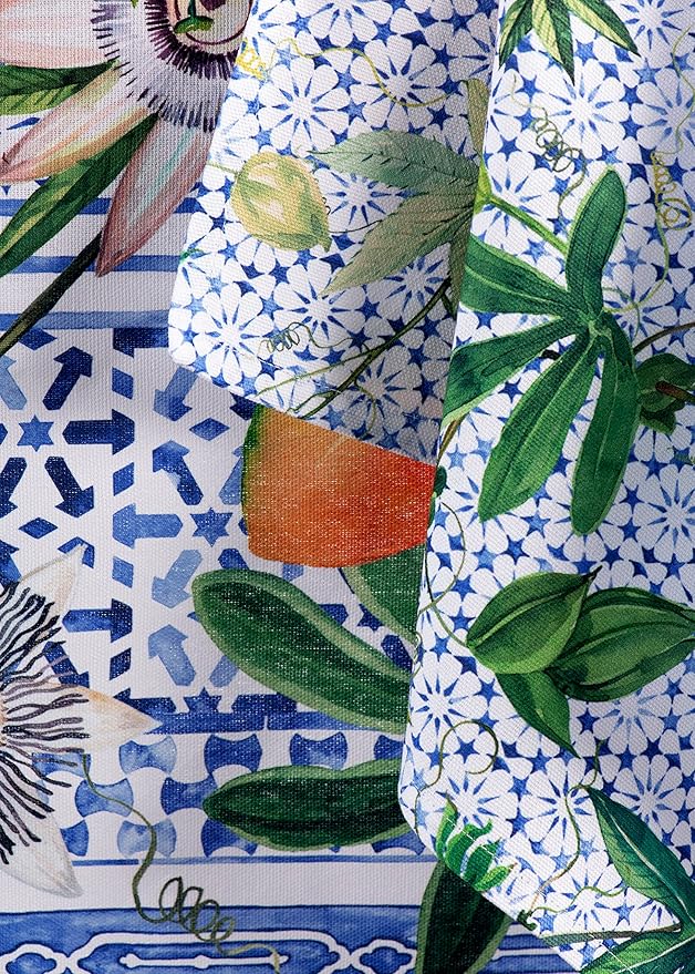 Maison d' Hermine Cloth Napkins Set of 4 100% Cotton Everyday Reusable Square Napkins Cloth Washable, Dinner, Party, Wedding, Restaurant, Spring/Summer (Passiflora, 20" x 20")