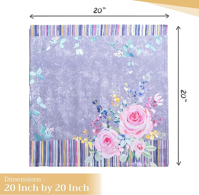 Maison d' Hermine Cloth Napkins Set of 4 100% Cotton Everyday Reusable Square Napkins Cloth Washable, Dinner, Party, Wedding, Restaurant, Spring/Summer (Sweet Rose Lavender - Lush, 20" x 20")