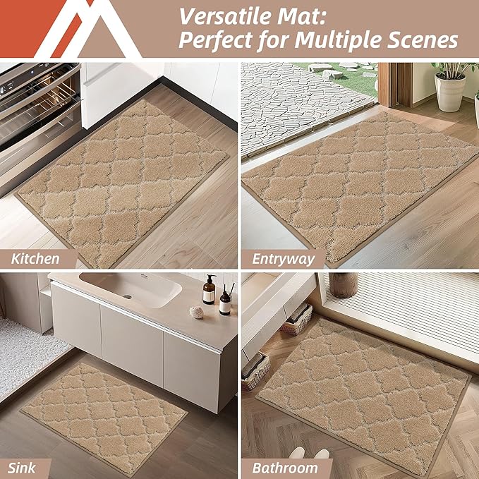COSY HOMEER Kitchen Rugs Washable Non Slip Kitchen Mats for Floor Absorbent Kitchen Carpet 20" x 32" Soft Rugs for Kitchen,Sink Mat,Entrance,Area Rugs,Beige