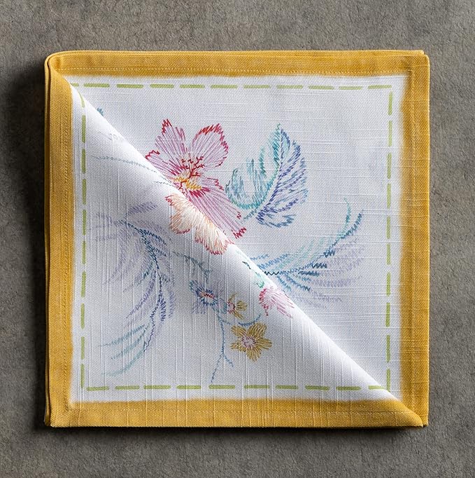 Maison d' Hermine Cloth Napkins Set of 4 100% Cotton Everyday Reusable Square Napkins Cloth Washable, Dinner, Party, Wedding, Restaurant, Spring/Summer (Paradise Island, 20" x 20")