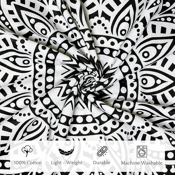 RAJRANG Black Hippie Wall Hanging Tapestry 30x40 Inches Boho Mandala Dorm Decor Meditation Bohemian Cotton Tapestries