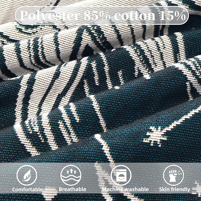 Boho Throw Blanket Reversible Cotton Bohemian Tapestry Hippie Room Decor Outdoor Blanket Double Sided (Navy Sun Moon 50"x60")