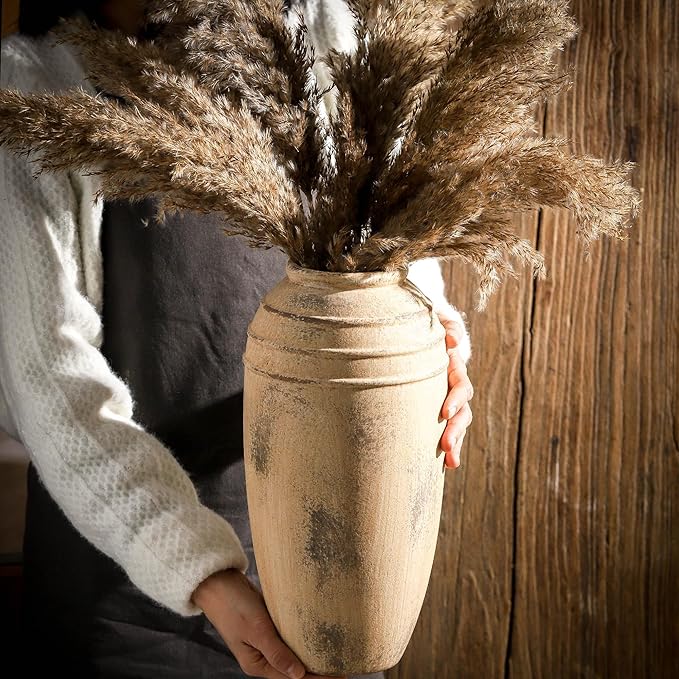 Large Ceramic Vase, 12.87 inch Tall Flower Vintage Farmhouse Vase for Home Decor, Dining Table, Living Room, Kitchen, Office Decoration