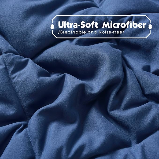 HIG 3pc Navy Queen Size Comforter Set-All Season Reversible Down Alternative Comforter with Two Shams -Quilted Duvet Insert with Corner Tabs - Diamond Stitched Blanket - Breathable, Soft, Fluffy