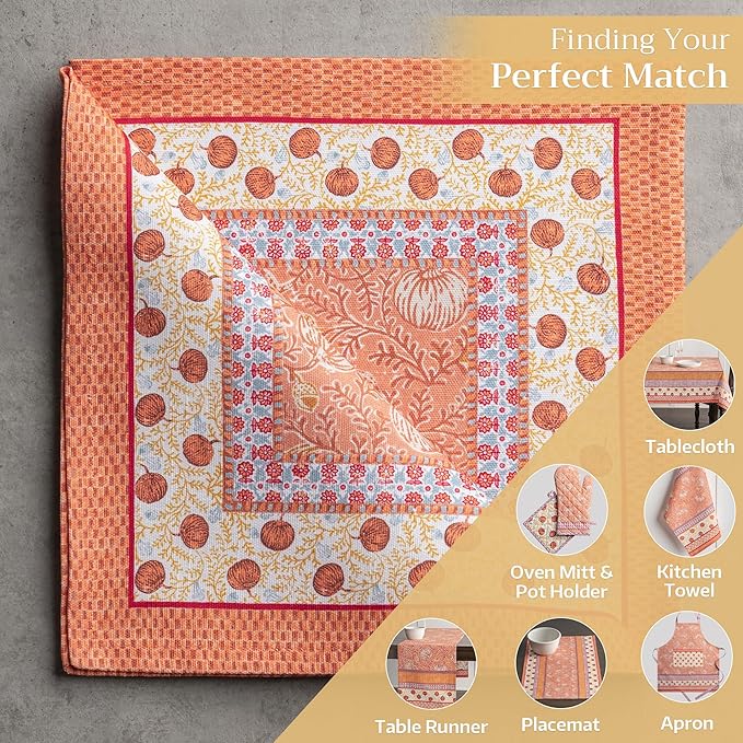 Maison d' Hermine Cloth Napkins Set of 4 100% Cotton Everyday Reusable Square Napkins Cloth Washable, Dinner, Party, Wedding, Restaurant (Harvest Festival, 20" x 20")