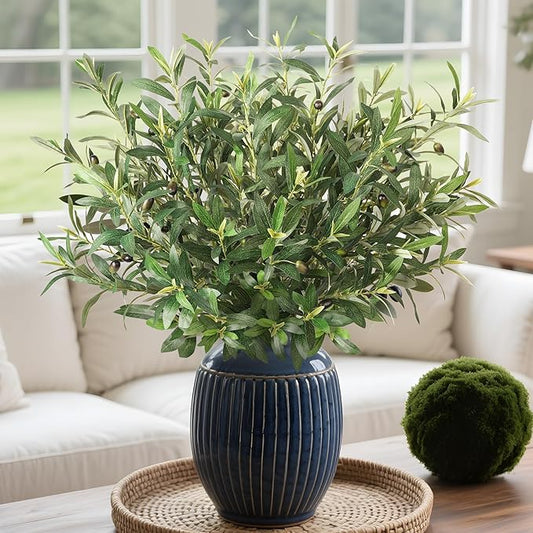 Fake Plants Olive Branch 27.5in Artificial Plant Outdoor Decorations for Living Room Olive Tree Branches Greenery Stems Can Be Used for Spring Home Decor Room Decor Office Decor(12PCS)