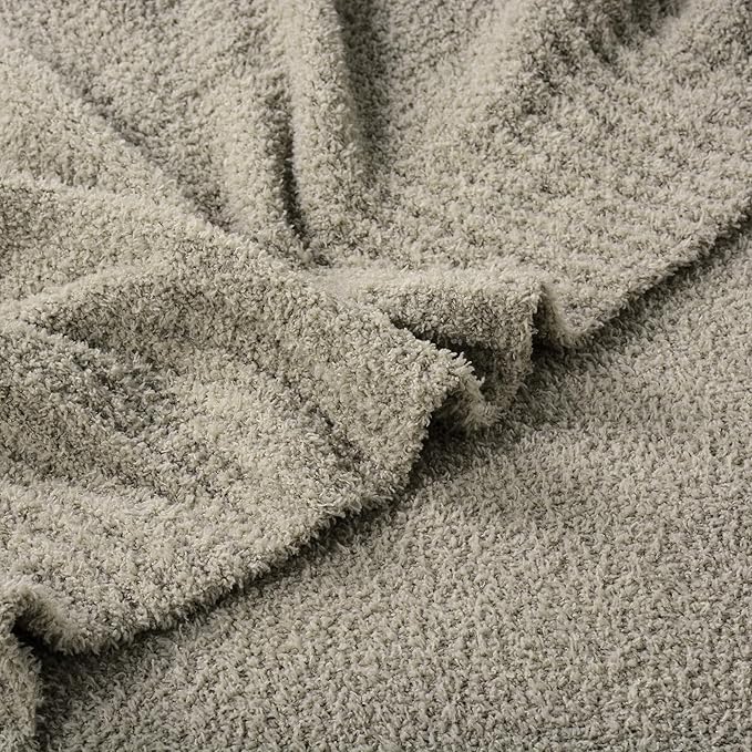 JOOJA Taupe Blanket Warm Queen Size Fuzzy Knitted Blanket, Oversized Luxury Bed Blankets, Soft Queen Blanket for Bed, Lightweight Plush Blanket Queen Size for Cozy Nights (Taupe, 90x90)