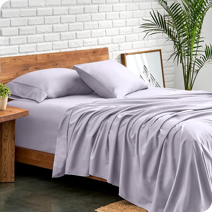 Bare Home California King Sheet Set - 1800 Ultra-Soft Microfiber Cal King Bed Sheets - Double Brushed - Deep Pockets - Easy Fit - 4 Piece Set - Bed Sheets (Cal King, Light Lavender)