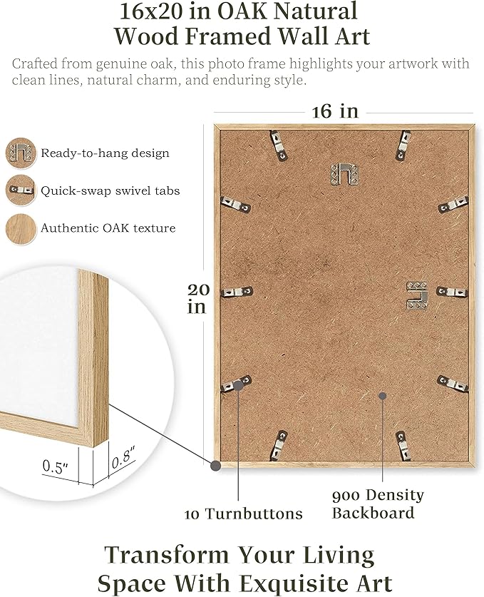 EcoHest Large 16x20in OAK Wood Framed Wall Art, John 14:16 I Will Send The Comforter Bible Verse Christian Canvas Wall Decor, Blue Jesus Prints for Bedroom Living Bathroom Religious Gift 1 Pack