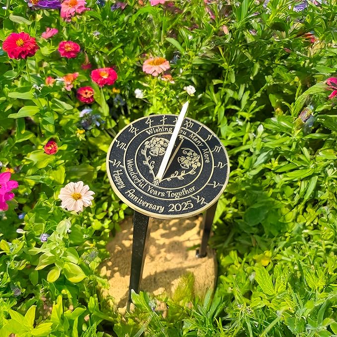 Anniversary Sundial Gift for Any Wedding Anniversary in 2025 - Wonderful Years - Recycled Metal Home Decor Or Garden Present Idea - Handmade in UK for Him, Her Parents Or Couples Celebration