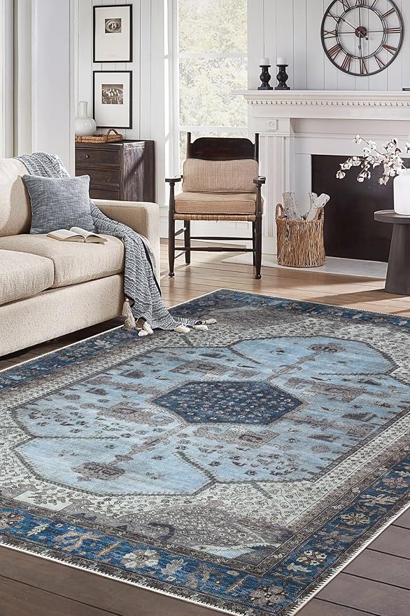 Keen Home Design 3x5 Rug - Machine Washable Entry Rug with Non-Slip Backing, Ideal for Enteryway, Kitchen, Bathroom, Laundry Room - Vintage, Easy Clean, Durable, Low Pile Rug - (3' x 5')