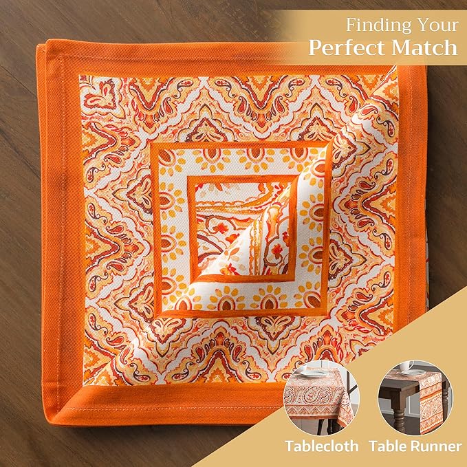 Maison d' Hermine Cloth Napkins Set of 4 100% Cotton Everyday Reusable Square Napkins Cloth Washable, Dinner, Party, Wedding, Restaurant (Palatial Paisley, 20" x 20")